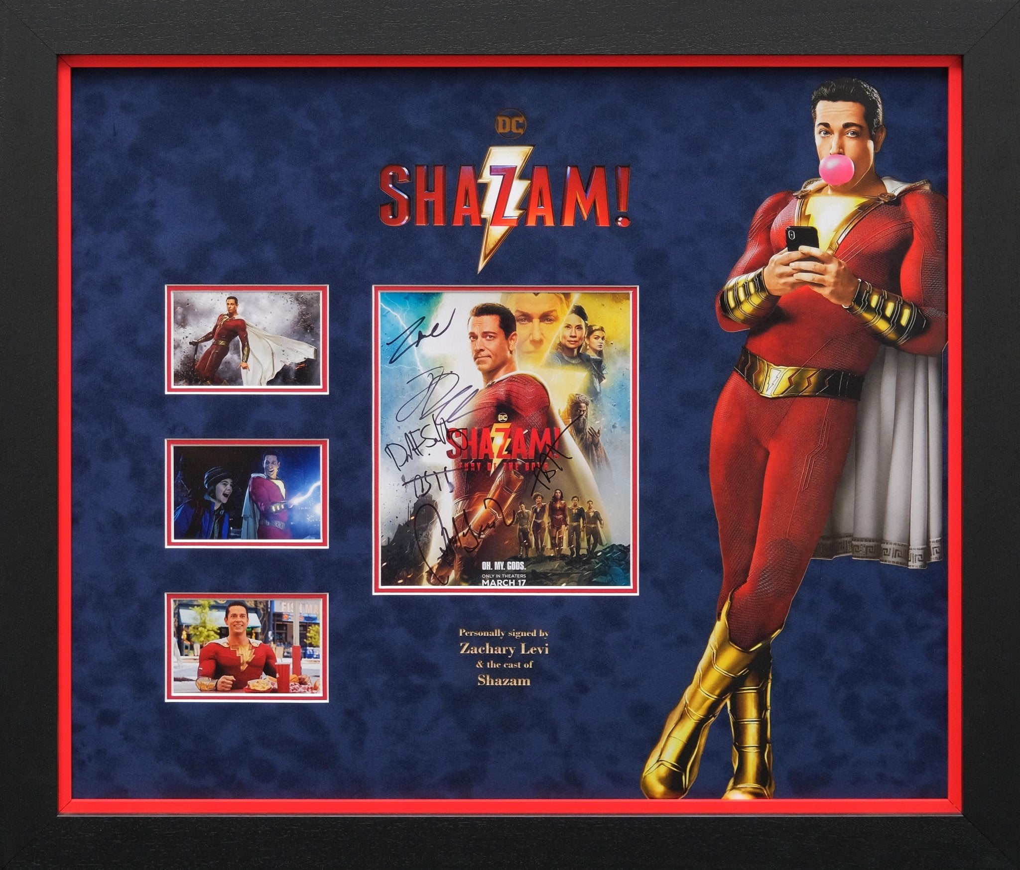Shazam Multi Signed Photograph Display Signed by Zachary Levi - Memorabilia Framers Shop